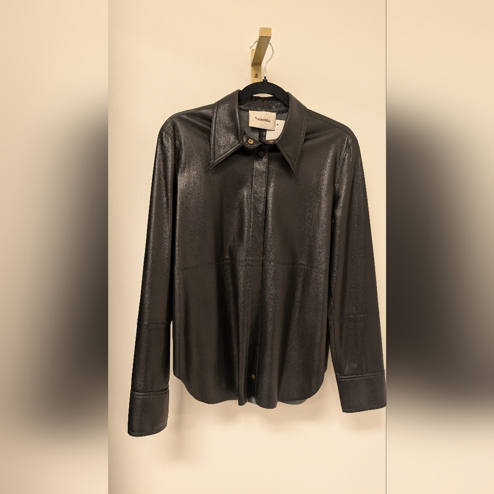 Nanushka Black vegan Leather Button-Up
